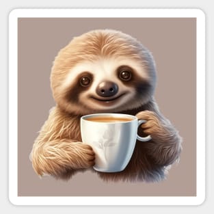 Cute Sloth with Coffee Drink Magnet